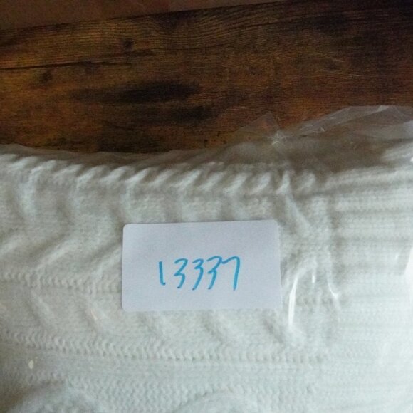 Eliza J Knit Sweater Dress Womens Large White Bell Sleeve Nordic Scandinavian - Picture 13 of 13